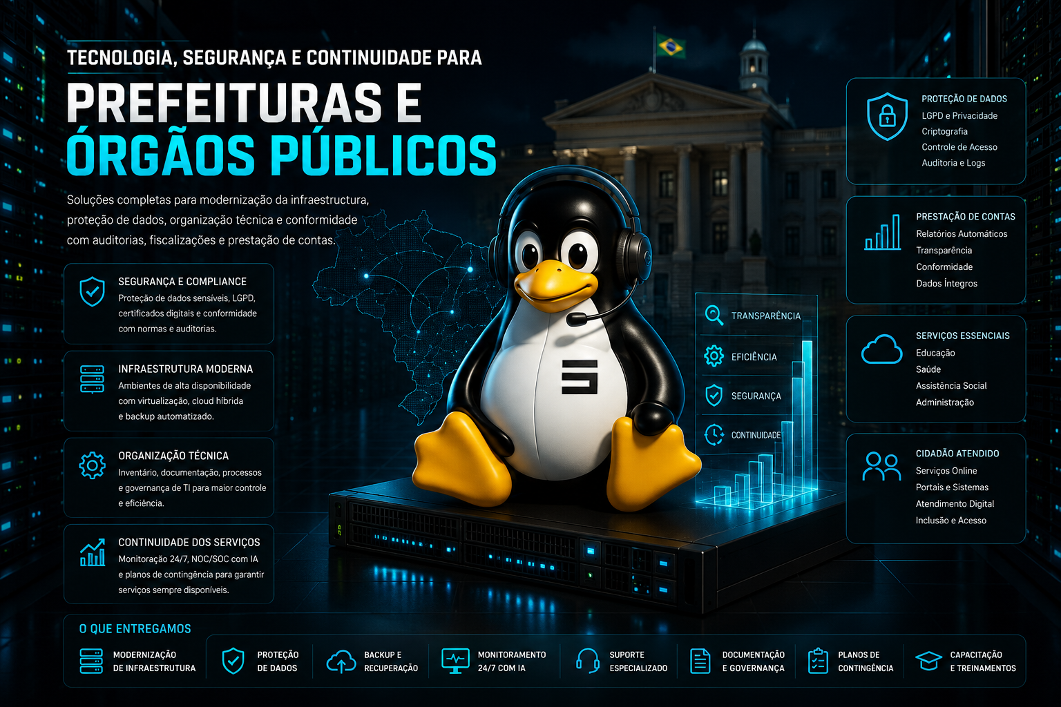 Tecnologia, Segurança e Continuidade para Prefeituras e Órgãos Públicos - Soluções completas para o setor público